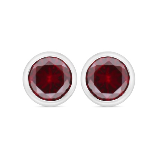 [EAR01RUB00000C492] Sterling Silver 925 Earring Rhodium Plated Embedded With Ruby Corundum 