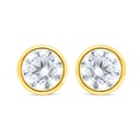 Sterling Silver 925 Earring Golden Plated Embedded With White Zircon