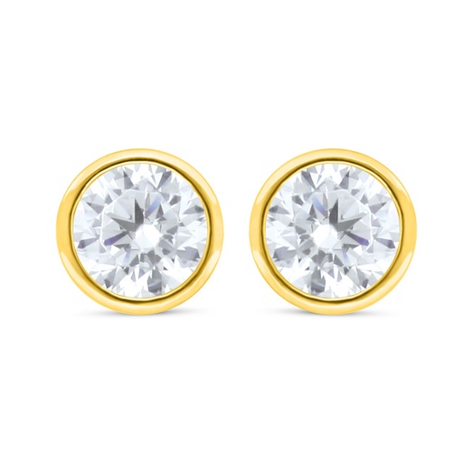 [EAR02WCZ00000C493] Sterling Silver 925 Earring Golden Plated Embedded With White Zircon