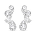 Sterling Silver 925 Earring Rhodium Plated Embedded With White Zircon