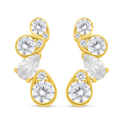 [EAR02WCZ00000C496] Sterling Silver 925 Earring Golden Plated Embedded With White Zircon