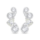 Sterling Silver 925 Earring Rhodium Plated Embedded With Yellow Diamond And White Zircon