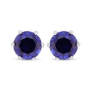 Sterling Silver 925 Earring Rhodium Plated Embedded With Sapphire Corundum 