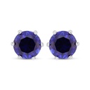 Sterling Silver 925 Earring Rhodium Plated Embedded With Sapphire Corundum 