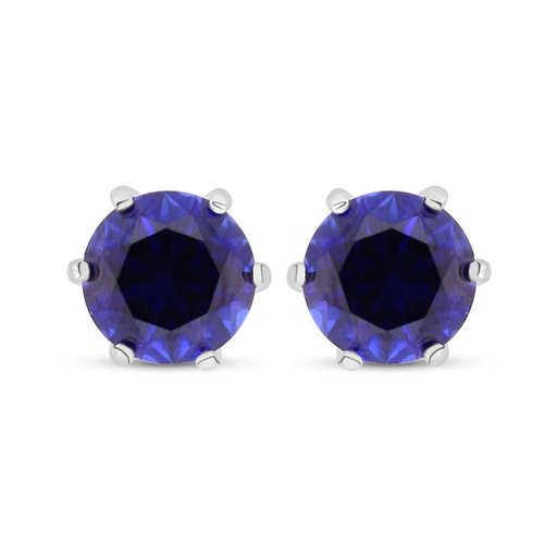 [EAR01SAP00000C497] Sterling Silver 925 Earring Rhodium Plated Embedded With Sapphire Corundum 