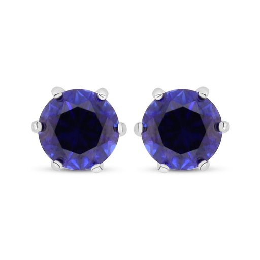 [EAR01SAP00000C497] Sterling Silver 925 Earring Rhodium Plated Embedded With Sapphire Corundum 