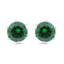 Sterling Silver 925 Earring Rhodium Plated Embedded With Emerald Zircon 