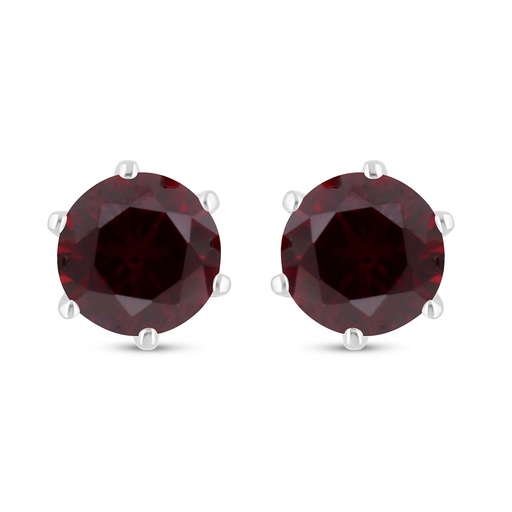 [EAR01RUB00000C497] Sterling Silver 925 Earring Rhodium Plated Embedded With Ruby Corundum 