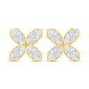 Sterling Silver 925 Earring Golden Plated Embedded With White Zircon