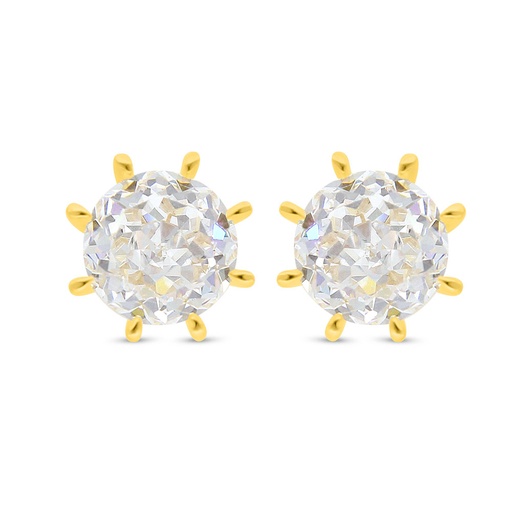 [EAR02WCZ00000C499] Sterling Silver 925 Earring Golden Plated Embedded With White Zircon