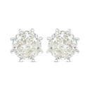 Sterling Silver 925 Earring Rhodium Plated Embedded With Yellow Diamond 