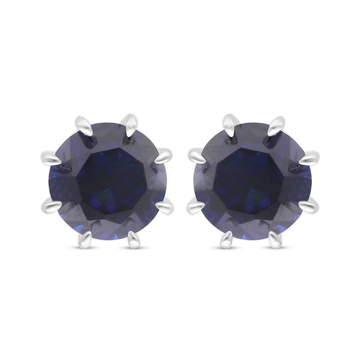 [EAR01SAP00000C499] Sterling Silver 925 Earring Rhodium Plated Embedded With Sapphire Corundum 