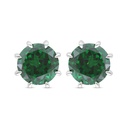 Sterling Silver 925 Earring Rhodium Plated Embedded With Emerald Zircon 