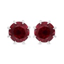 Sterling Silver 925 Earring Rhodium Plated Embedded With Ruby Corundum 