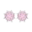 Sterling Silver 925 Earring Rhodium Plated Embedded With Pink Zircon 