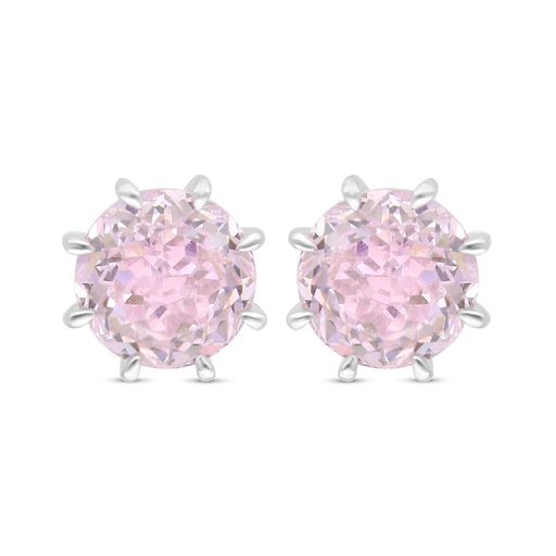 [EAR01PIK00000C499] Sterling Silver 925 Earring Rhodium Plated Embedded With Pink Zircon 