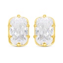 Sterling Silver 925 Earring Golden Plated Embedded With White Zircon