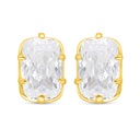 Sterling Silver 925 Earring Golden Plated Embedded With White Zircon