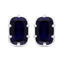 Sterling Silver 925 Earring Rhodium Plated Embedded With Sapphire Corundum 