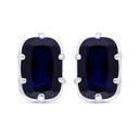 Sterling Silver 925 Earring Rhodium Plated Embedded With Sapphire Corundum 