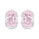 Sterling Silver 925 Earring Rhodium Plated Embedded With pink Zircon 