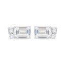 Sterling Silver 925 Earring Rhodium Plated Embedded With White Zircon
