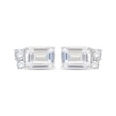 Sterling Silver 925 Earring Rhodium Plated Embedded With White Zircon