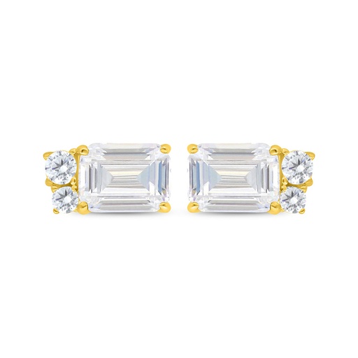 [EAR02WCZ00000C501] Sterling Silver 925 Earring Golden Plated Embedded With White Zircon