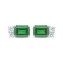 Sterling Silver 925 Earring Rhodium Plated Embedded With Emerald Zircon And White Zircon