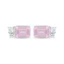 Sterling Silver 925 Earring Rhodium Plated Embedded With pink Zircon And White Zircon