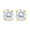 Sterling Silver 925 Earring Golden Plated Embedded With White Zircon