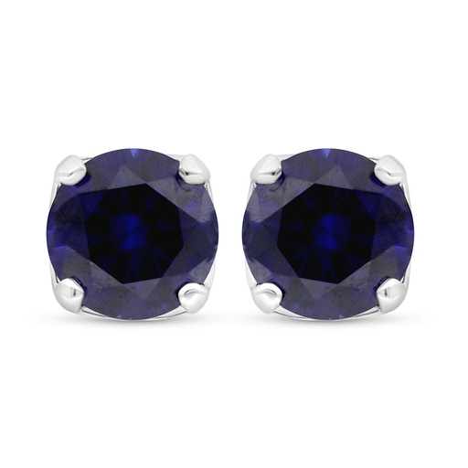 [EAR01SAP00000C502] Sterling Silver 925 Earring Rhodium Plated Embedded With Sapphire Corundum 