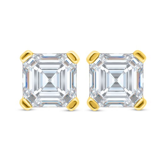 [EAR02WCZ00000C503] Sterling Silver 925 Earring Golden Plated Embedded With White Zircon