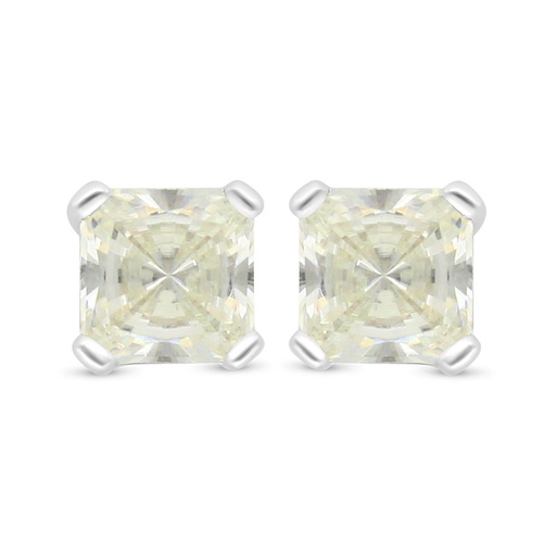 [EAR01CIT00000C503] Sterling Silver 925 Earring Rhodium Plated Embedded With Yellow Diamond 