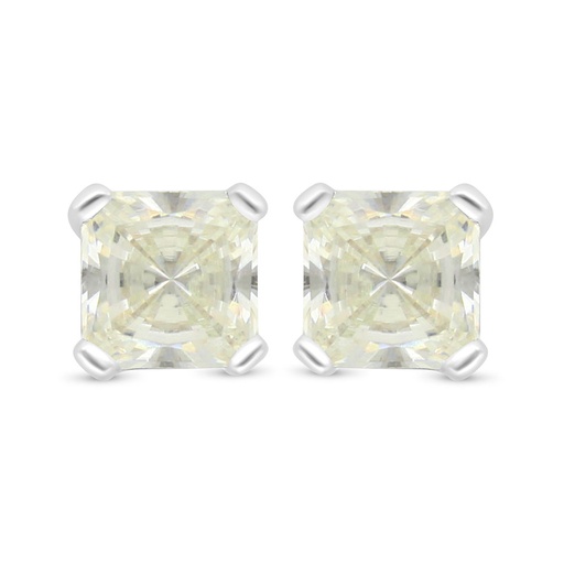 [EAR01CIT00000C503] Sterling Silver 925 Earring Rhodium Plated Embedded With Yellow Diamond 