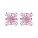 Sterling Silver 925 Earring Rhodium Plated Embedded With pink Zircon 