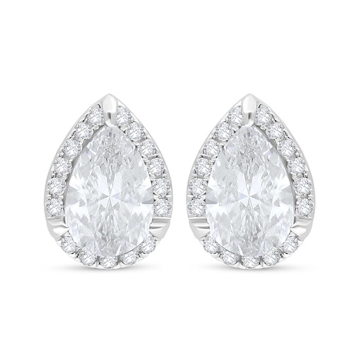 [EAR01WCZ00000C504] Sterling Silver 925 Earring Rhodium Plated Embedded With White Zircon