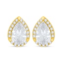 Sterling Silver 925 Earring Golden Plated Embedded With White Zircon