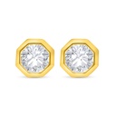 Sterling Silver 925 Earring Golden Plated Embedded With White Zircon