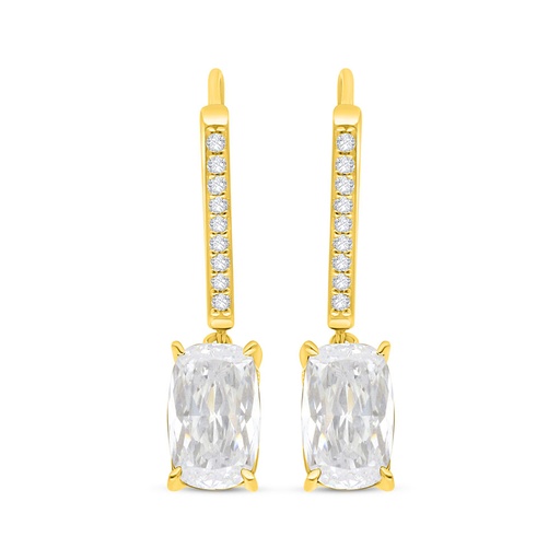 [EAR02WCZ00000C506] Sterling Silver 925 Earring Golden Plated Embedded With White Zircon