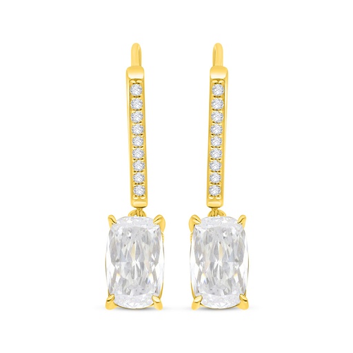 [EAR02WCZ00000C506] Sterling Silver 925 Earring Golden Plated Embedded With White Zircon