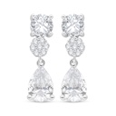 Sterling Silver 925 Earring Rhodium Plated Embedded With White Zircon