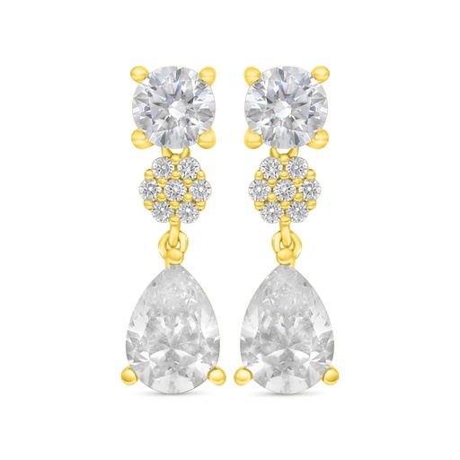 [EAR02WCZ00000C508] Sterling Silver 925 Earring Golden Plated Embedded With White Zircon