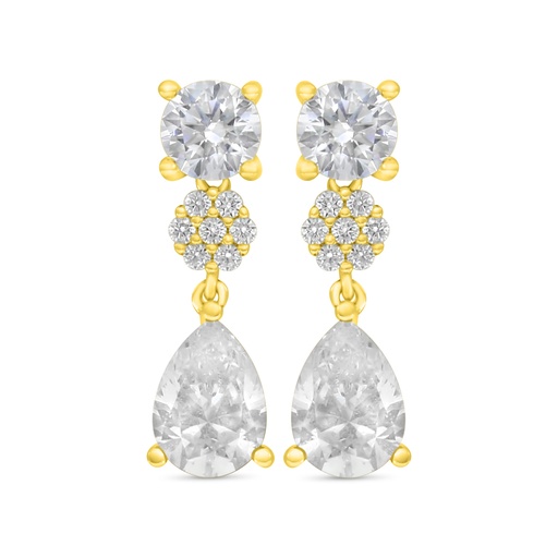 [EAR02WCZ00000C508] Sterling Silver 925 Earring Golden Plated Embedded With White Zircon