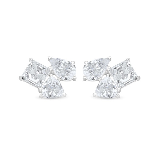 [EAR01WCZ00000C509] Sterling Silver 925 Earring Rhodium Plated Embedded With White Zircon