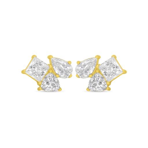 [EAR02WCZ00000C509] Sterling Silver 925 Earring Golden Plated Embedded With White Zircon