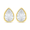 Sterling Silver 925 Earring Golden Plated Embedded With White Zircon