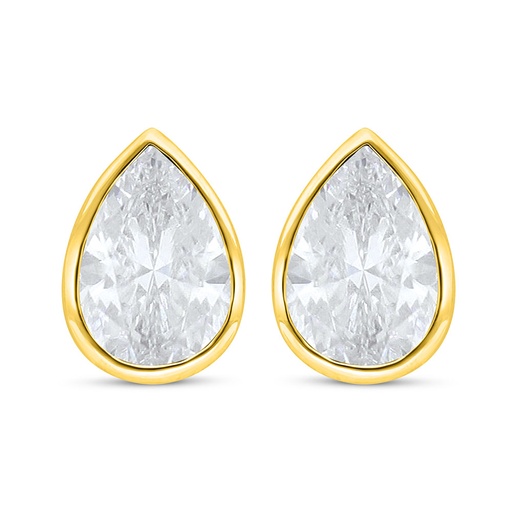 [EAR02WCZ00000C510] Sterling Silver 925 Earring Golden Plated Embedded With White Zircon