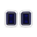 Sterling Silver 925 Earring Rhodium Plated Embedded With Sapphire Corundum 