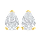 Sterling Silver 925 Earring Golden Plated Embedded With White Zircon